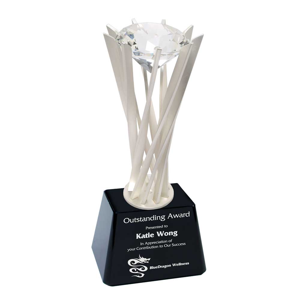 Senza Radius Diamond Trophy on Black Crystal Base